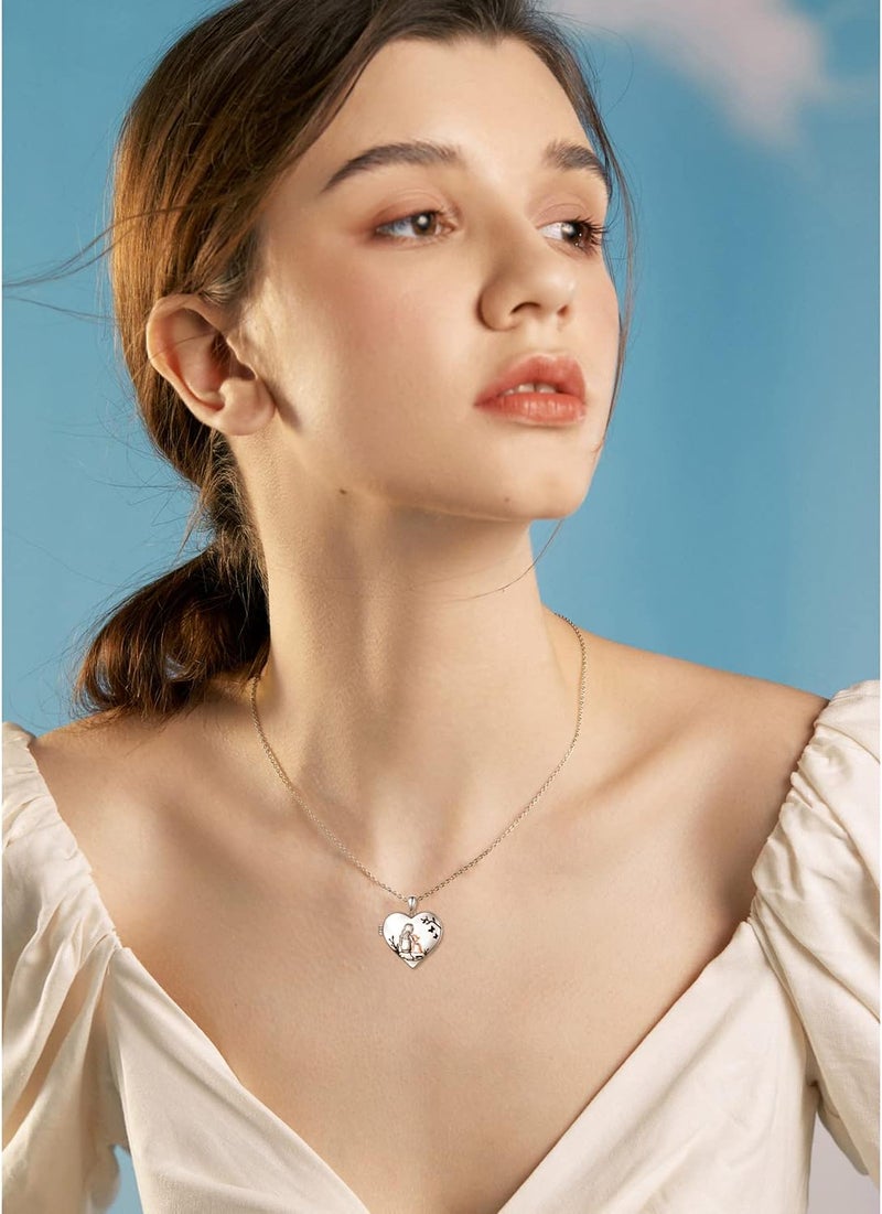 Ladytree S925 Sterling Silver Love Heart Mother and Daughter Keepsake Hold Pictures Photo Locket Memory Pendant Necklace Gifts for Women Grandma Mother Daughter - Image 3